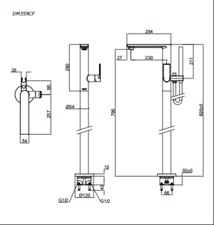 Vòi xả bồn kèm sen tắm nóng lạnh TOTO DM359CF - 5