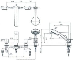 Vòi xả bồn kèm sen tắm nóng lạnh TOTO TX447SRR - 5