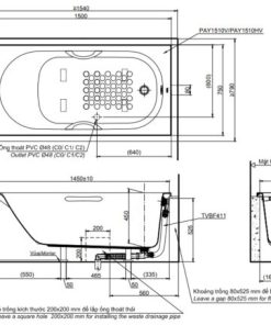 Bồn tắm xây TOTO PAY1510HV#W/TVBF411 - 5