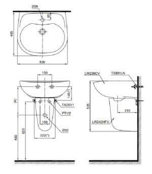 CHẬU RỬA MẶT TOTO LT236CS - 5