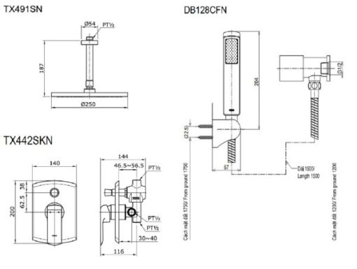 Sen tắm nóng lạnh âm tường TOTO TX491S/TX442SK/DB128CFN - 3