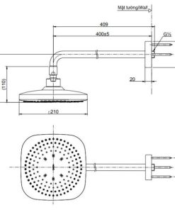 Bát sen gắn tường TOTO TBW02003A - 5