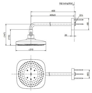 Bát sen gắn tường TOTO TBW02003A - 5