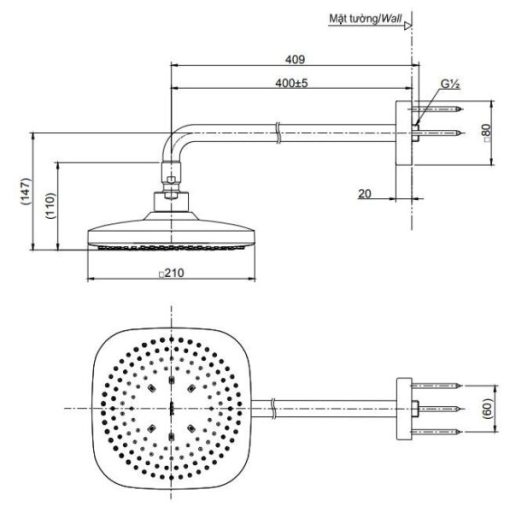 Bát sen gắn tường TOTO TBW02003A - 3