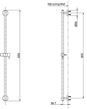 Thanh trượt sen tắm TOTO TBW02011B - 5