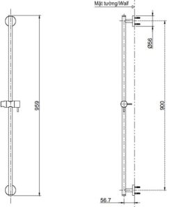 Thanh trượt sen tắm TOTO TBW01015B, loại tròn - 5