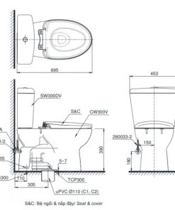 Bồn cầu 2 khối TOTO CS300DRT8, nắp đóng êm - 5