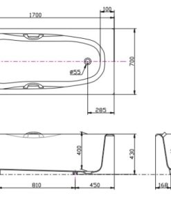 Bồn tắm gang tráng men TOTO FBY1740HPE - 5