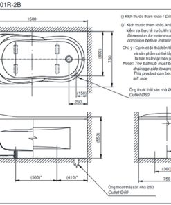 Bồn tắm chân yếm TOTO PAY1575VC#W/DB501R-2B - 5