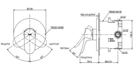 Van điều chỉnh nóng lạnh GO TOTO TBG01303B/TBN01001B - 3
