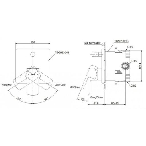 Van gật gù điều chỉnh nóng lạnh GA TOTO TBG04303B/TBN01001B - 3