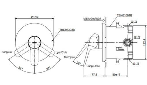 Van điều chỉnh nóng lạnh GS TOTO TBG03303B/TBN01001B - 3
