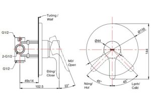 Van điều chỉnh nóng lạnh LB TOTO TBS01303B - 5