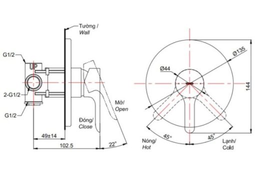 Van điều chỉnh nóng lạnh LB TOTO TBS01303B - 3
