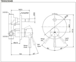 Van điều chỉnh nóng lạnh LN TOTO TBS02304B - 5