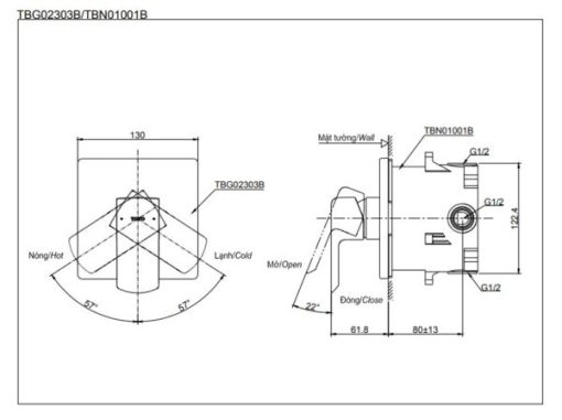 Van gật gù điều chỉnh nóng lạnh GR TOTO TBG02303B/TBN01001B - 3