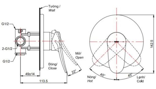 Van điều chỉnh nóng lạnh LF TOTO TBS04303B - 3