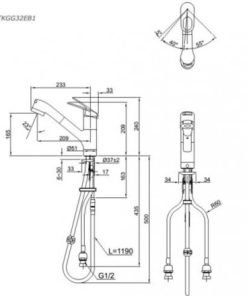 Vòi bếp nóng lạnh TOTO TKGG32EB1 - 6 Vòi bếp nóng lạnh TOTO TKGG32EB1 - 5