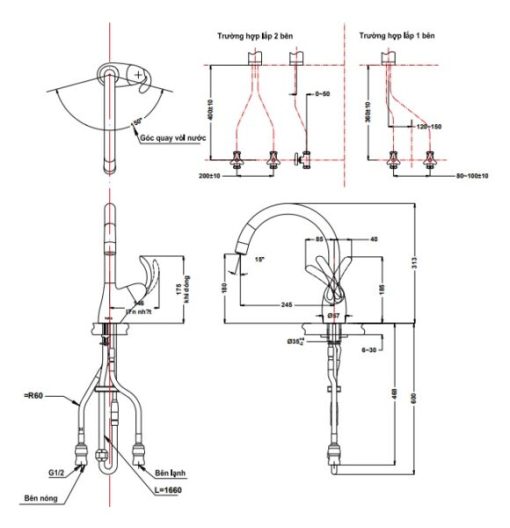 Vòi bếp nóng lạnh TOTO TKN34PBN - 3