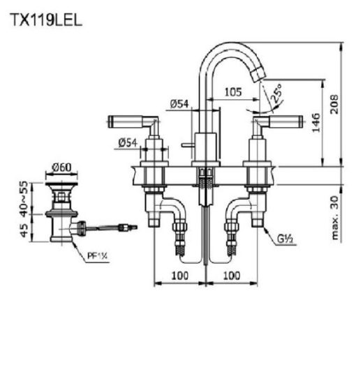 Vòi lavabo nóng lạnh TOTO TX119LEL - 3