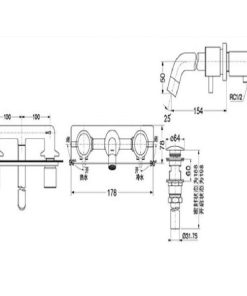 Vòi lavabo nóng lạnh TOTO DLB201R, âm tường - 6 Vòi lavabo nóng lạnh TOTO DLB201R, âm tường - 5