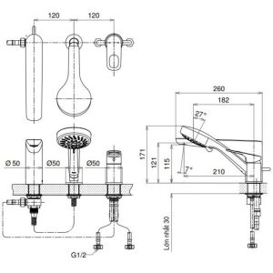 Vòi xả bồn kèm sen tắm nóng lạnh TOTO TX496SRR - 5