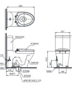 Bồn cầu 2 khối TOTO CS818DT8, nắp đóng êm - 7 Bồn cầu 2 khối TOTO CS818DT8, nắp đóng êm - 6