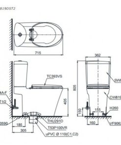 Bồn cầu 2 khối TOTO CS819DST8 nắp đóng êm - 6