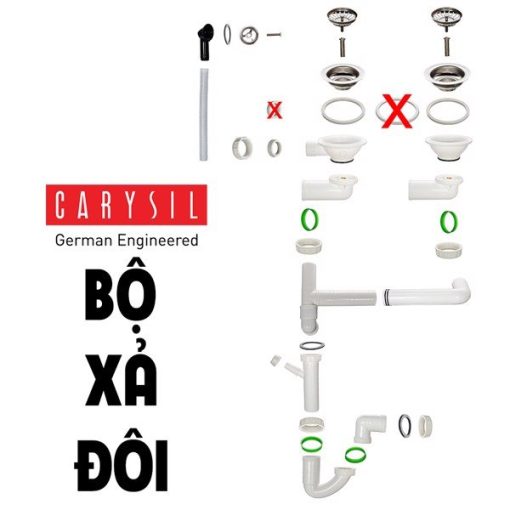 Bộ xả chậu rửa chén 2 hộc Carysil - 1