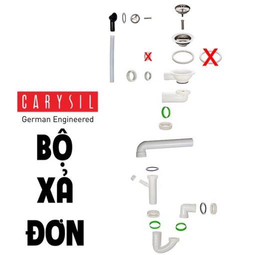 Bộ xả chậu rửa chén đơn 1 hộc Carysil - 1