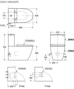 Bồn cầu 2 khối thoát ngang TOTO CW635PJ/SW635JP2 - 6