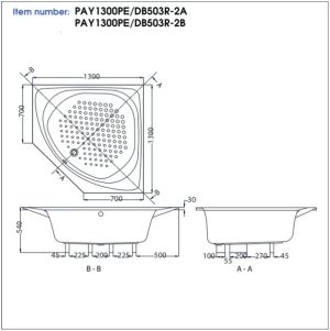Bồn tắm nhựa TOTO PAY1300PE#W/DB503R-2A - 5