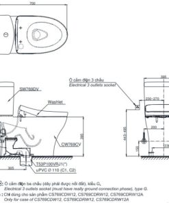 Bồn cầu 2 khối TOTO CS769CDW12 nắp Washlet - 6