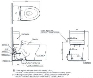 Bồn cầu 2 khối TOTO CS769CDW12 nắp Washlet - 5