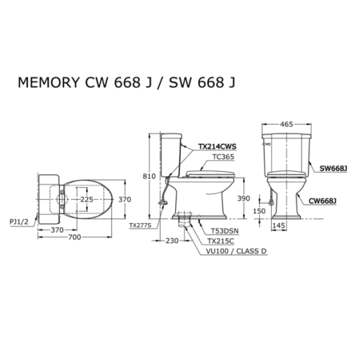 Bồn cầu 2 khối TOTO CW668J/SW668J - 4