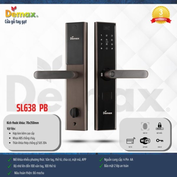 Khóa thông minh DEMAX SL638 PB tiêu chuẩn Đức - 4