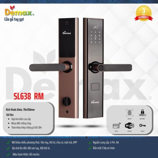 Khóa thông minh DEMAX SL638 RM tiêu chuẩn Đức - 4