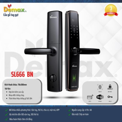Khóa thông minh DEMAX SL666 BN tiêu chuẩn Đức - 4
