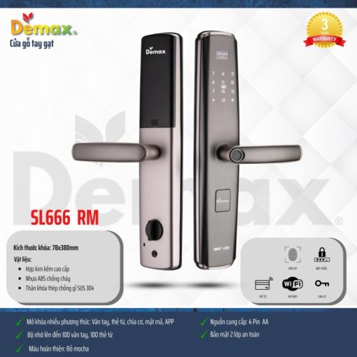 Khóa thông minh DEMAX SL666 RM tiêu chuẩn Đức - 4