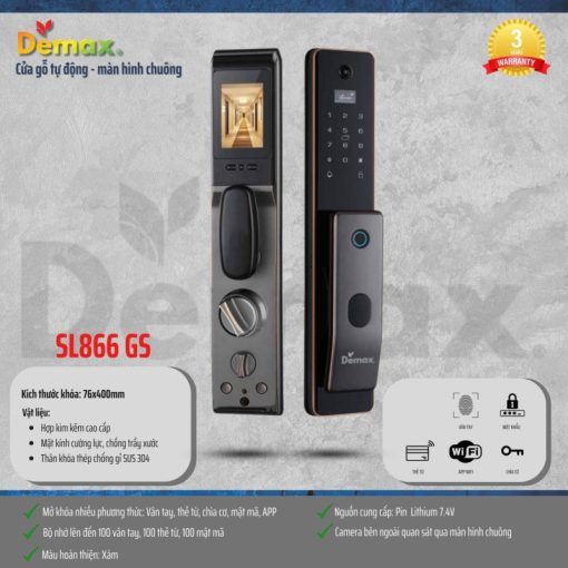 Khóa thông minh chuông màn hình DEMAX SL866 GS tiêu chuẩn Đức - 5