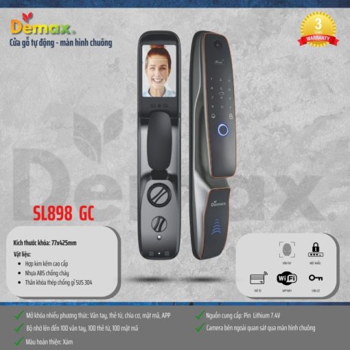 Khóa thông minh DEMAX SL898 GC tiêu chuẩn Đức - 5