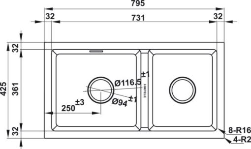 Chậu đá Hafele HS22-GEN2S90 - màu xám 577.25.510 - 3