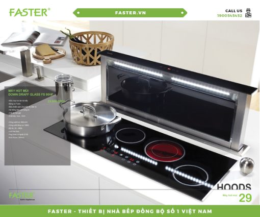 Máy hút mùi âm kệ FASTER Down Draff Glass FS 90HF - 1
