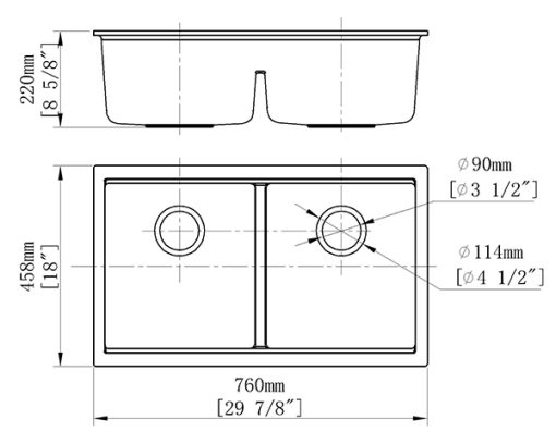 Chậu Rửa Chén Đá Nhân Tạo 2 Hộc CREAVE G-U7646G - 7