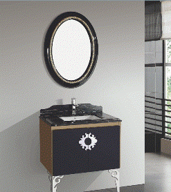 Lavabo sứ+tủ inox+gương soi Gorlde GD-568