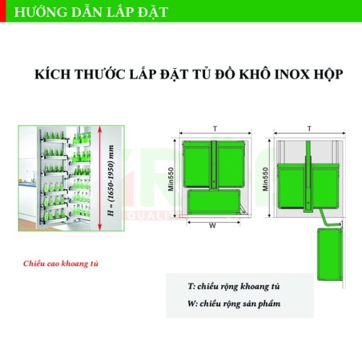 Tủ đồ khô 6 tầng inox hộp Grob - 9