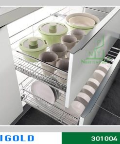 Kệ xoong nồi ray giảm chấn không khay Higold inox 304 – 301004