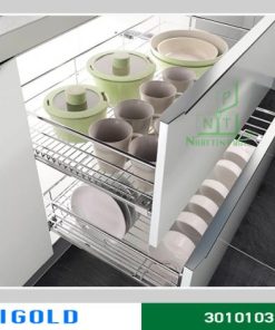 Kệ xoong nồi ray giảm chấn Higold inox 304 – 301103