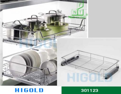 Kệ xoong nồi có khay ray giảm chấn Higold inox 304 – 301123 - 1