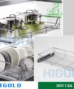 Kệ xoong nồi Higold có khay ray giảm chấn inox 304 – 301124